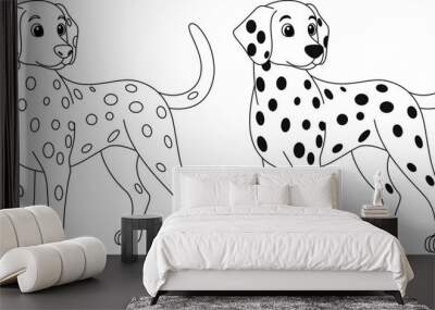 Cute Dalmatian Dog Outline Coloring Page Wall mural