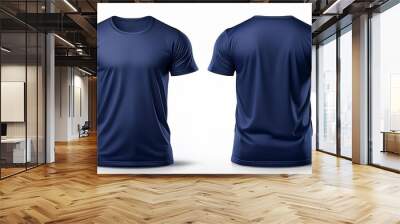 A navy t-shirt mockup for design and printing, with a clean front and back view on a white background. Wall mural