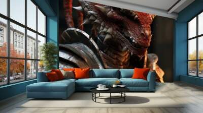 a red dragon in armor Wall mural