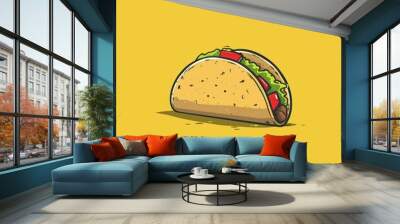 a taco on a yellow background Wall mural