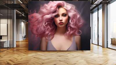 a woman with pink hair Wall mural