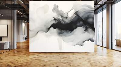 abstract black ink and water wash on white background Wall mural