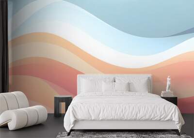 Abstract flowing white and pastel colour background, geometric pattern of waves - Architectural, financial, corporate and business brochure template Wall mural