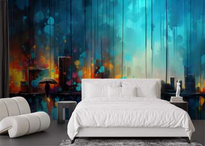 abstract rain skyline art background banner Wall mural