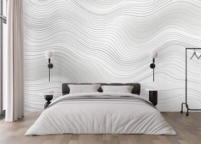 abstract wavy background, thin lines on white Wall mural