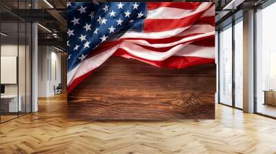 American flag on wooden background Wall mural