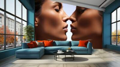 close-up of two women's faces Wall mural