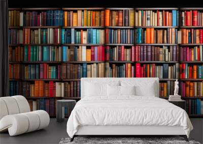 colourful books on a shelf Wall mural