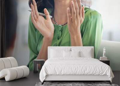 Businesswoman clapping in meeting Wall mural