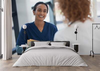 Nurse and doctor talking in hospital Wall mural