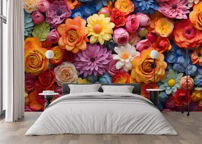 floral abstract colourful paper cut flower mosaic background Wall mural