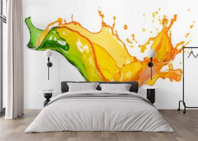 green and yellow paint splash isolated on white background Wall mural