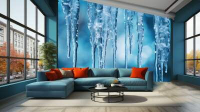 icicles on a blue background Wall mural