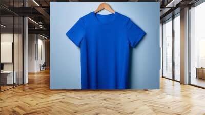 isolated blank blue t-shirt mockup with plain background Wall mural