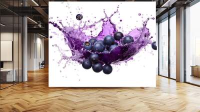 juice splash with acai berries isolated on white background Wall mural