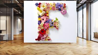 letter F made of flowers Wall mural