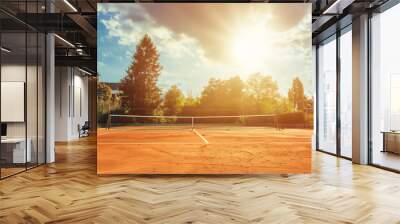 outdoor tennis court on a sunny day Wall mural