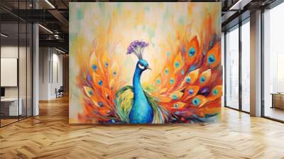 Peacock with enlarged border 2 Wall mural