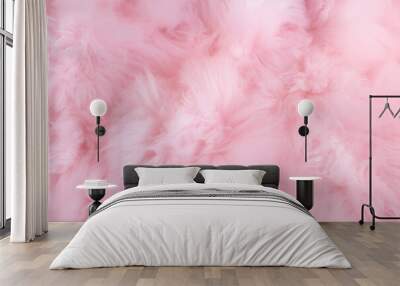 pink fur background fluffy texture Wall mural