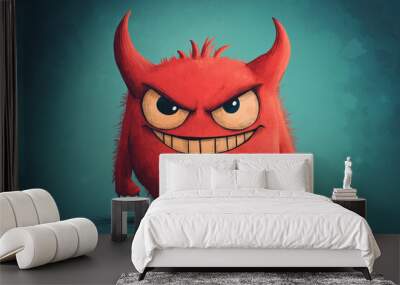 portrait of a funny devil character Wall mural