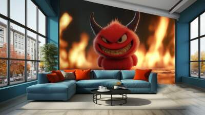 portrait of a funny devil character Wall mural