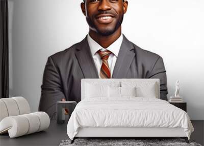 portrait of a smiling black businessman isolated on transparent background - business people design element cut-out PNG Wall mural