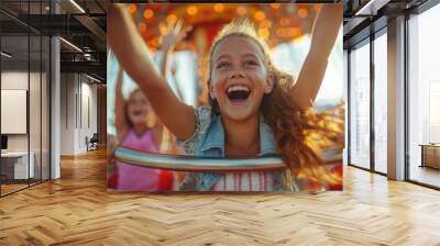 portrait of family at funfair Wall mural