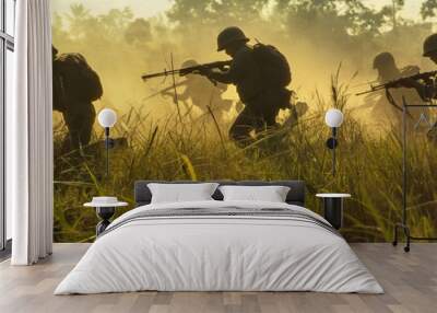 portrait of Vietnamese soldier in Vietnam war - historical combat photography Wall mural