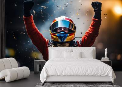 race car driver celebrating a win Wall mural