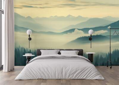 landscape with fog Wall mural