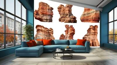 sandstone rock formation set isolated on transparent background - landscape design elements PNG cutout collection Wall mural