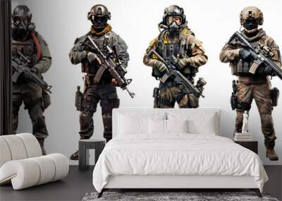 special forces soldiers set isolated on transparent background - design element PNG cutout collection Wall mural