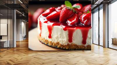 strawberry cheesecake close up Wall mural