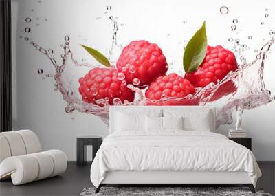 water splash with lychee isolated on white background Wall mural