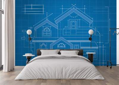 wooden house blueprint Wall mural