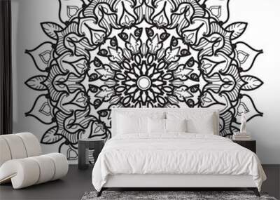 Indian Ornament black white card with mandala Wall mural