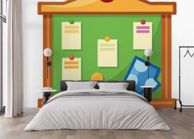 An Empty bulletin board illustration on white background. Wall mural