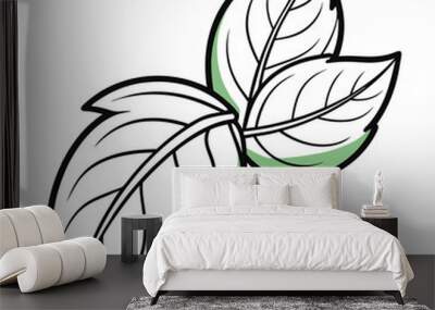 Basil leaf clip art, vector illustration on white background. Wall mural