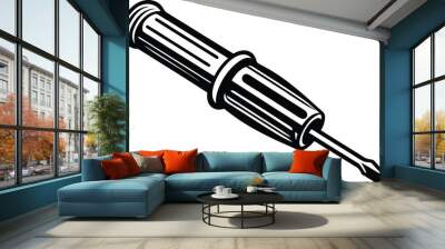 Black and White Screwdriver icon, Illustration on White Background. Wall mural