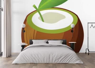 Coconut fruit vector illustration on white background. Wall mural