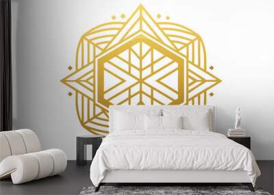 Elegant Gold Geometric Wallpaper Design. Design for packaging design, social media post, cover, banner, creative post design vector illustration on white background. Wall mural