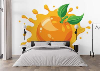 Fresh Orange fruit splash illustration on white background. Wall mural