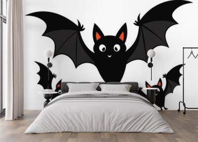 Halloween black bats icon, isolated on a white background.  Wall mural