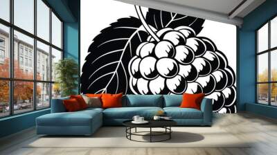 Line art Mulberry fruit silhouette vector icon, illustration on  transparent background. Wall mural