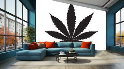 Marijuana leaf silhouette icon design vector illustration on transparent background. Wall mural