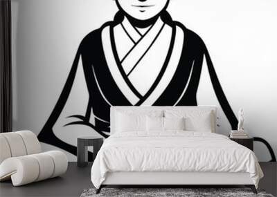 Meditating monk vector icon isolated on white background. Wall mural