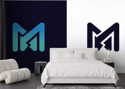 Music logo concept with two musical notes in an M letter shape. Wall mural