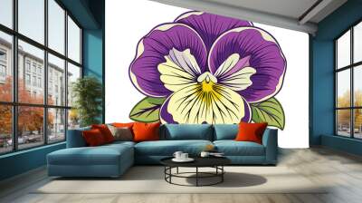 Pansy flower vector illustration on white background. Wall mural