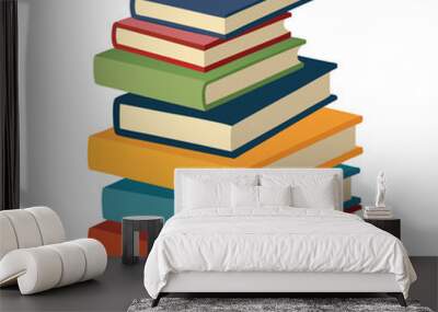 Stack of Books Drawing - Vector Illustration on White Background. Wall mural