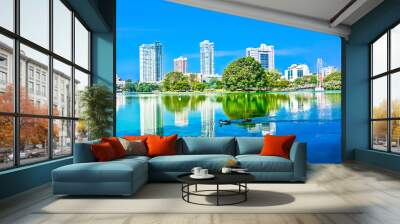 colombo beira lake and skyline, sri lanka Wall mural